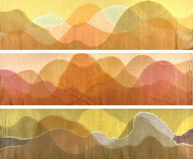 秋山疊影－天染手織蠶絲圍巾 Multiple Images of Mountains in Autumn - Natural-Dyeing Handwoven Silk Scarf