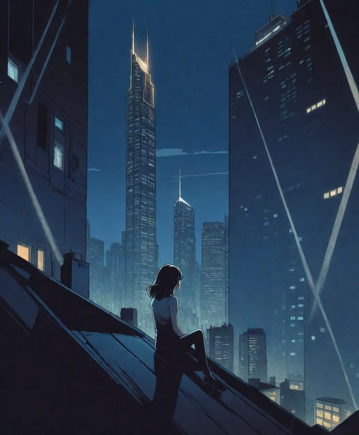 城市與夜色中的她