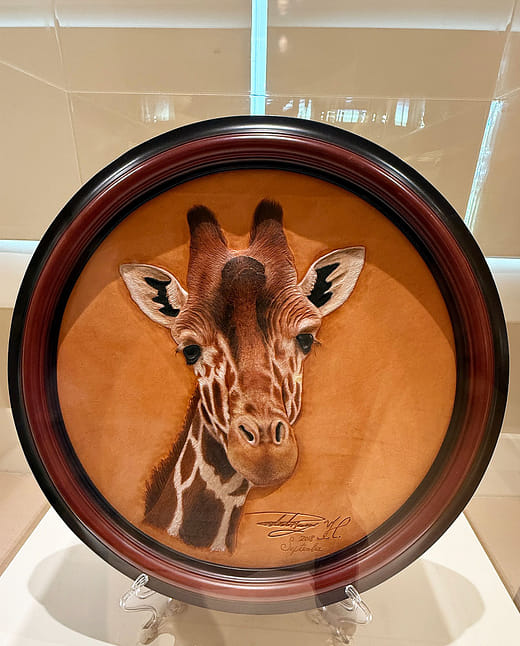 長頸鹿仿生皮雕畫
