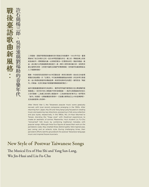 主題一 戰後臺語歌曲新風格—許石與楊三郎、吳晉淮與劉福助的音樂年代