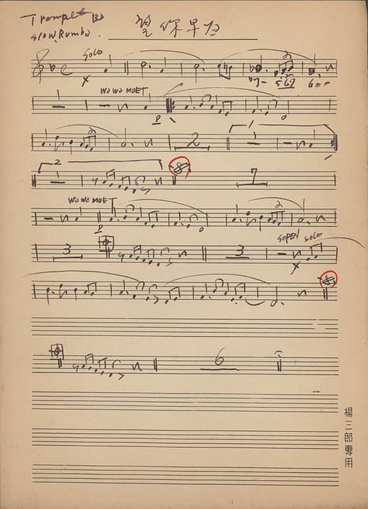 楊三郎〈望你早歸〉手稿