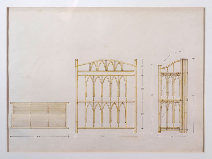 顏水龍竹家具手繪圖-三層架 Shui-Long Yen Bamboo Furniture Drawing - Shelf