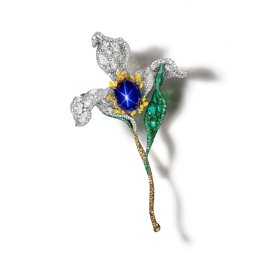 Star Sapphire Floral Brooch