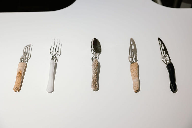 Titanium stone handle tableware