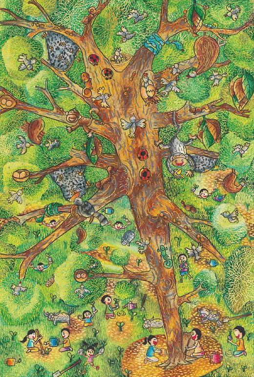 人類、樹木、生物