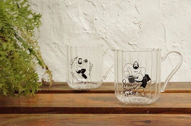 口吹玻璃插畫聯名咖啡杯