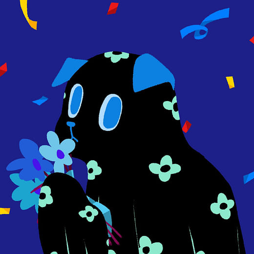 Blue Flower Dog