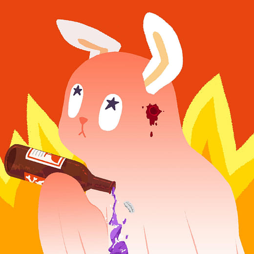 Bunny in fire
