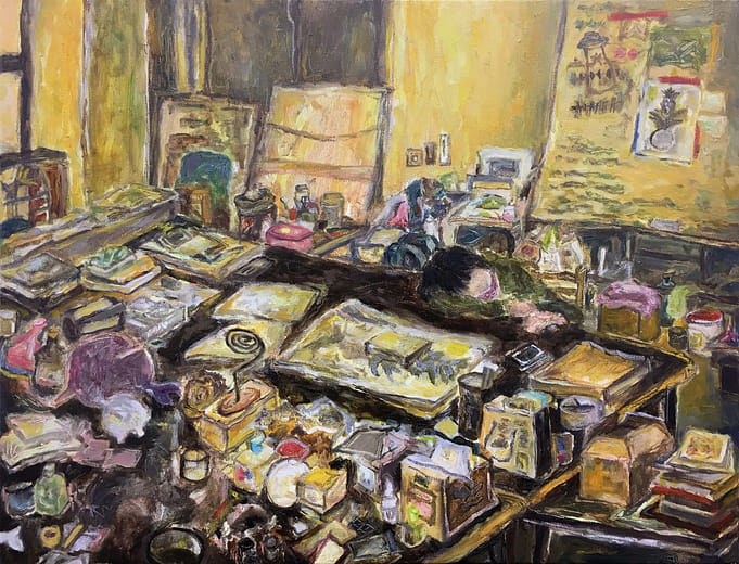 我在佈展的早上睡著了 I fall asleep on the morning of installaing