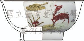 花草鹿紋彩瓷碗