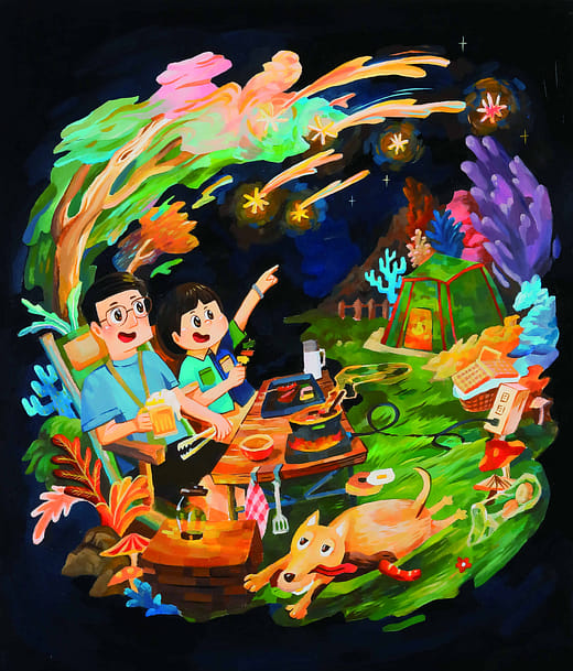 露營-bagel被狗咬