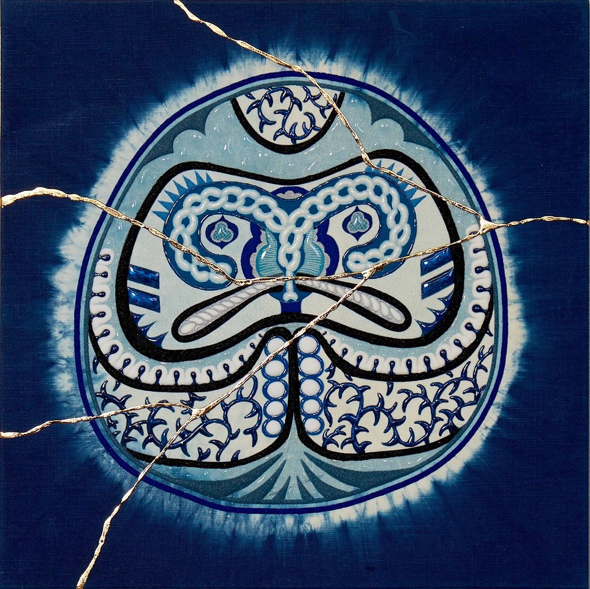 達摩正面A-UN-日本藍-＃3 Daruma front A-UN- japan blue - #3｜京森  