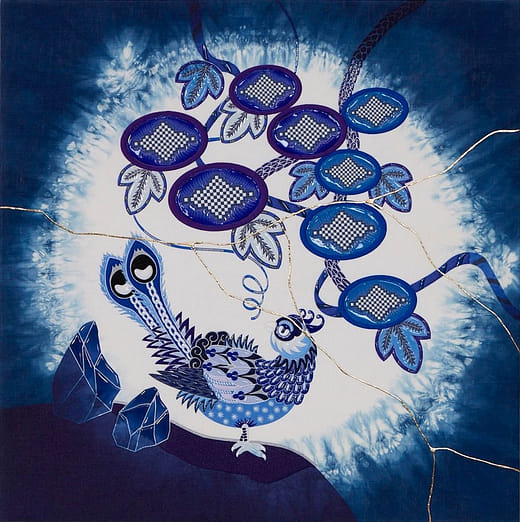 晨曦鳥-日本藍-＃1 Morning glory Bird - japan blue - #1