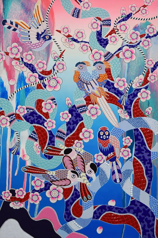 流動梅花山鳥 col.03 Flowing Birds Plum blossom col.03
