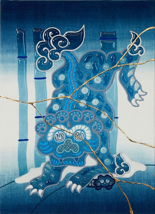 A-UN狛犬-日本藍-＃4 A-UN komainu - japan blue - #4