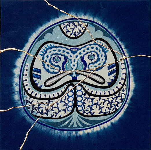 達摩正面A-UN-日本藍-＃3 Daruma front A-UN- japan blue - #3