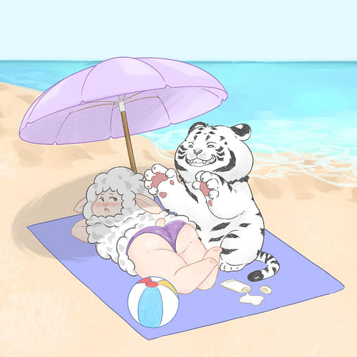 陽光、沙灘、蜜桃羊