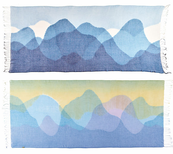 山鄉組曲～天然藍靛多層次疊染棉圍巾組