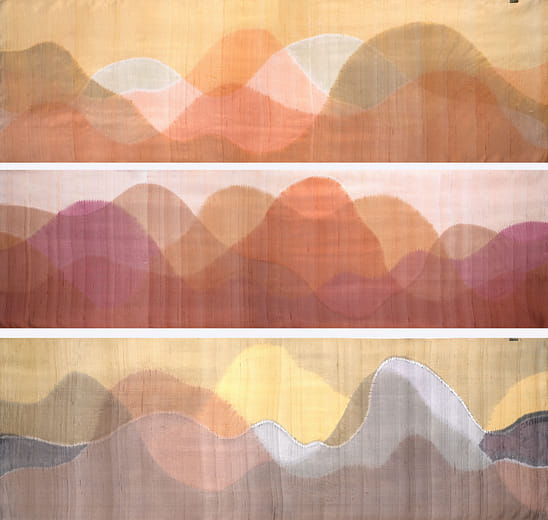 秋山疊影～天染蠶絲圍巾