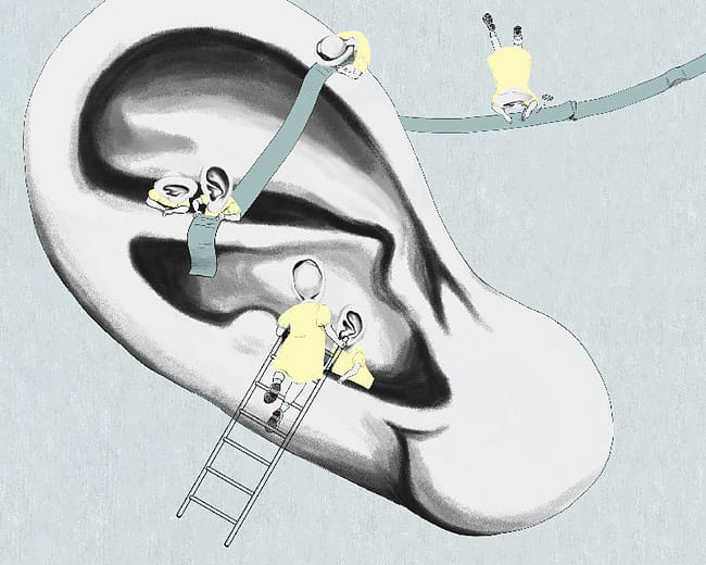 Whispered conversations.