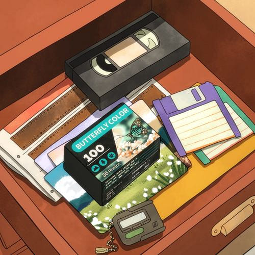 抽屜裡的底片與物品