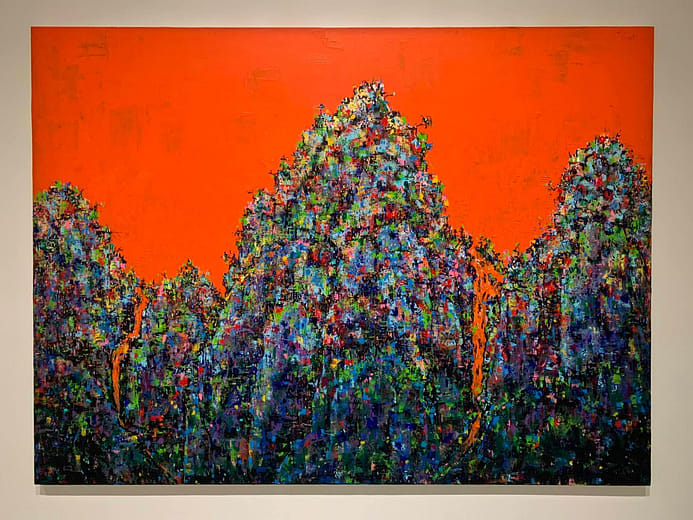 金碧山水の靠山図