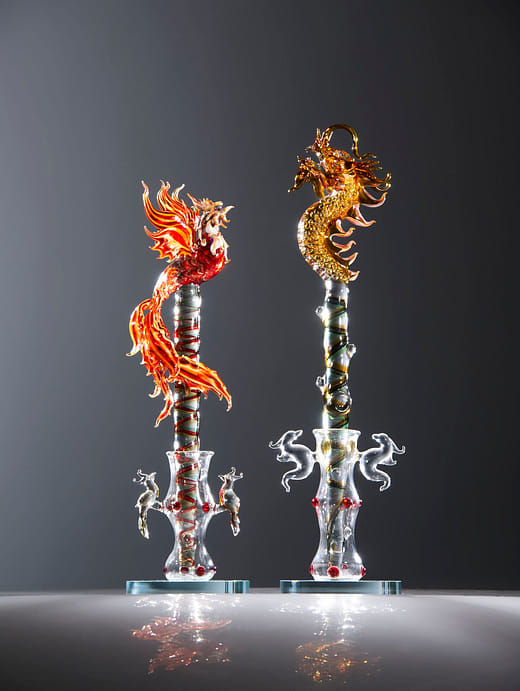 金龍長嘯紅鳳展翅